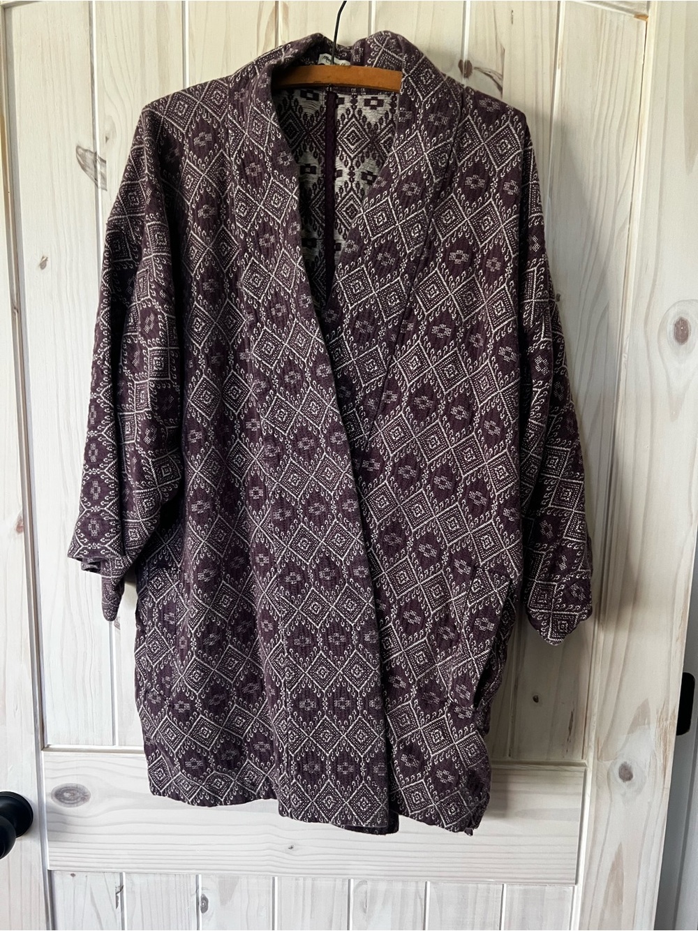 Madewell Quilted Plum-Tone Open Front Kimono